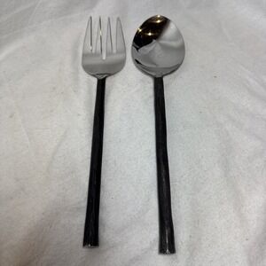 Raw Steel Forged Black Silverware Viking Medieval Hammered Salad Set 11.5" India